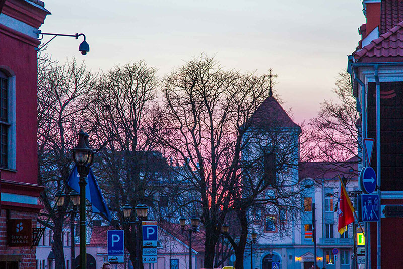 Kaunas streets at sunset